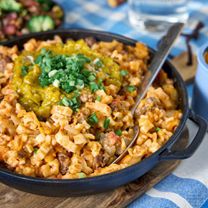 Pasta veiseliha ja juustuga ühel pannil