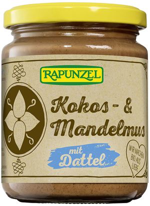 Kokosų ir migdolų riešutų kremas su datulėmis, ekologiškas