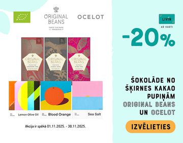🍫-20% „Ocelot“ un „Original beans“ šokolādēm | Akcija