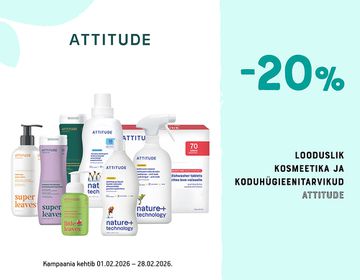 -20% Attitude kosmeetikatoodete ja koduhooldusvahendite puhul| Pakkumine