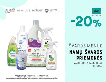 -20% nuolaida namų švaros priemonėms: skalbikliams, valikliams, plovikliams | Akcija