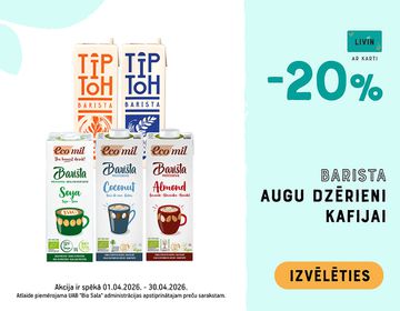 ☕ -20 % „Barista“ augu izcelsmes dzērieniem  | Akcija