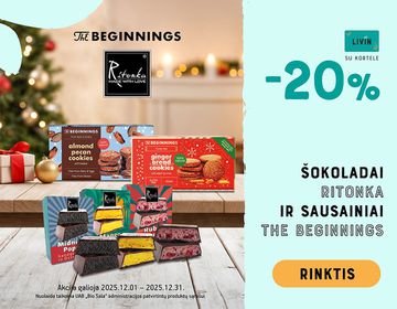 🍪 -20% sausainiams „Beginnings“ ir „Ritonka“ šokoladams | Akcija