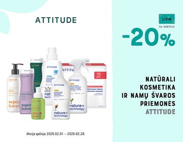 -20% kosmetikai ir namų švaros priemonėms „Attitude“ | Akcija