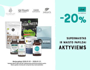 -20%  maisto papildams aktyviems žmonėms | Akcija