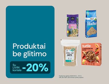 -20% produktams be glitimo | Akcija