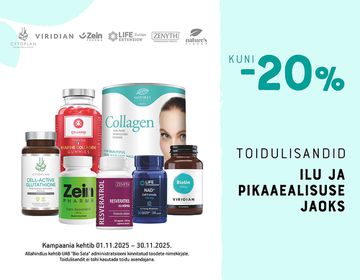 Kuni -20% ILU ja VANANEMISVASTASTELE toidulisanditele | Kampaania