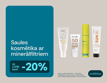 -20% sauļošanās kosmētikai sejai un ķermenim | Akcija
