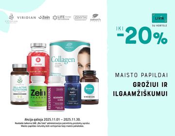 iki -20% maisto papildams GROŽIUI ir ILGAAMŽIŠKUMUI | Akcija
