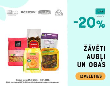 -20% žāvētiem augļiem, ogām un dārzeņiem | Akcija