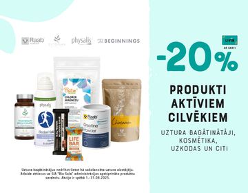-20% produktiem aktīviem cilvēkiem | Akcija