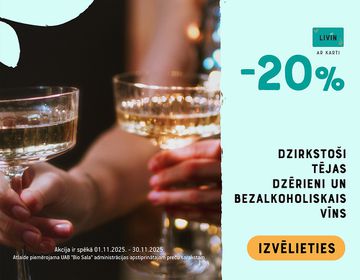 20% atlaide dzirkstošajiem dzērieniem | Akcija