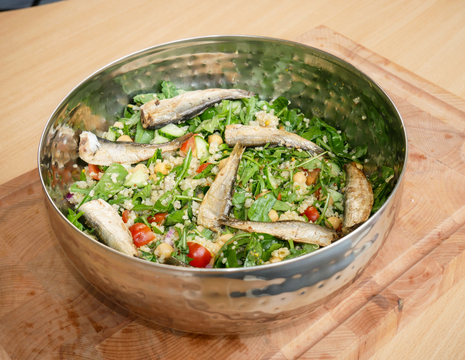 Bolivinės balandos salotos su sardinėmis ir Keltų jūros druska