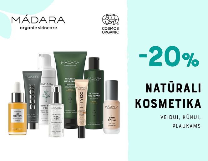 -20% natūraliai kosmetikai „MÁDARA“ | Akcija