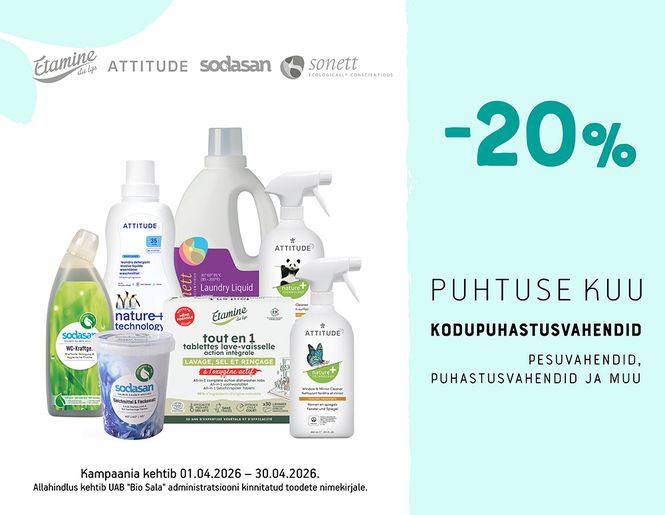-20% allahindlus kodupuhastusvahenditele: pesuvahendid, puhastusvahendid, pesuvahendid | Kampaania