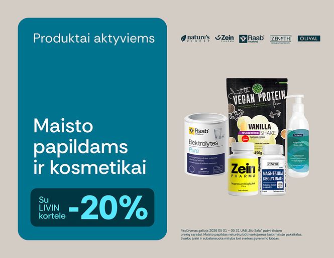 -20%  maisto papildams aktyviems žmonėms | Akcija