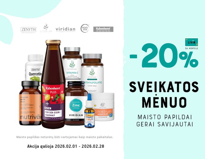 -20% nuolaida populiariausiems vitaminams ir jų kompleksams visai šeimai! | Akcija