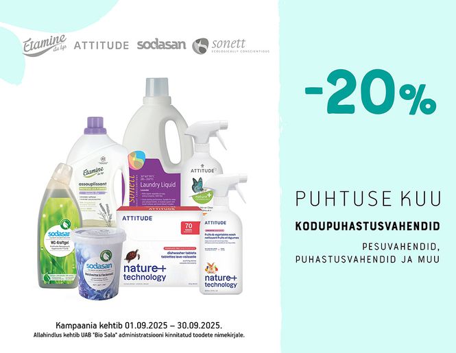 -20% allahindlus kodupuhastusvahenditele: pesuvahendid, puhastusvahendid, pesuvahendid | Kampaania