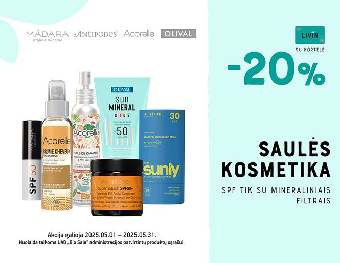 -20% saulės kosmetikai veidui ir kūnui | Akcija