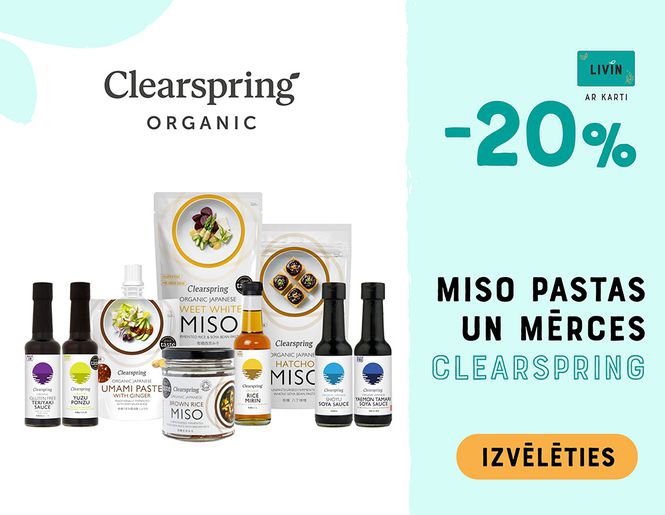 -20% atlasītiem ekoloģiskiem pārtikas produktiem „Clearspring“ | Akcija