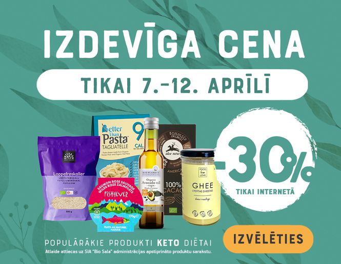 -30% pārtikas produktiem KETO diētai | Akcija