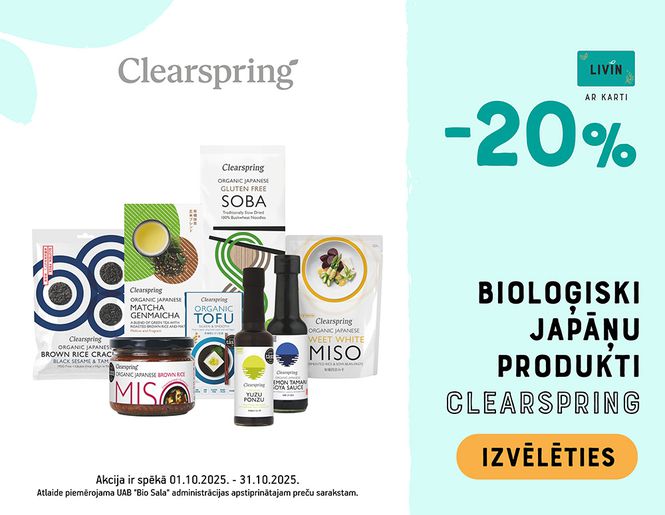 –20 % japāņu pārtikas produktiem „Clearspring“ | Akcija