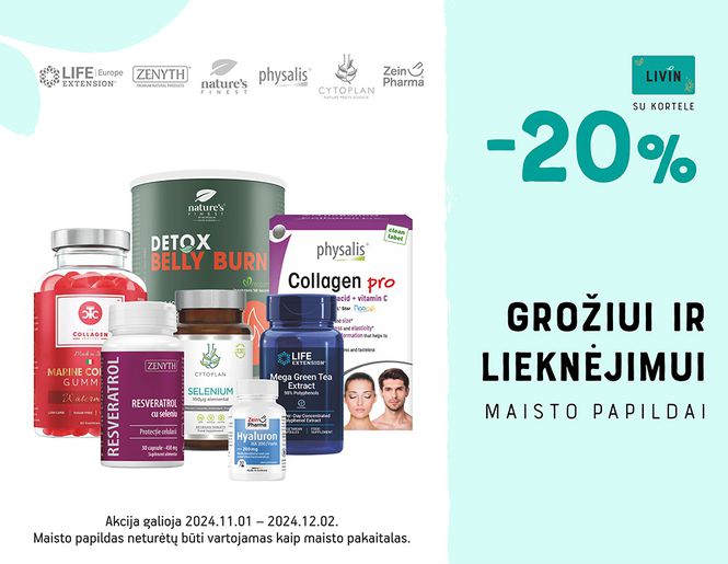 -20% maisto papildams GROŽIUI ir LIEKNĖJIMUI | Akcija