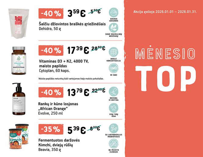 TOP didžiausios sausio mėnesio nuolaidos | Akcija