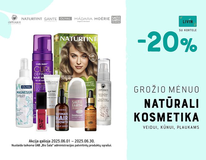 GROŽIO MĖNUO: -20% nuolaida TOP kosmetikos prekių ženklams!