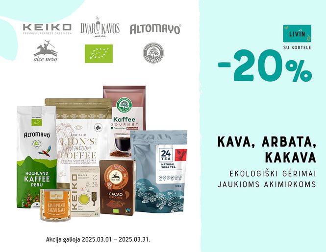 -20% kavai, arbatai, kakavai| Akcija