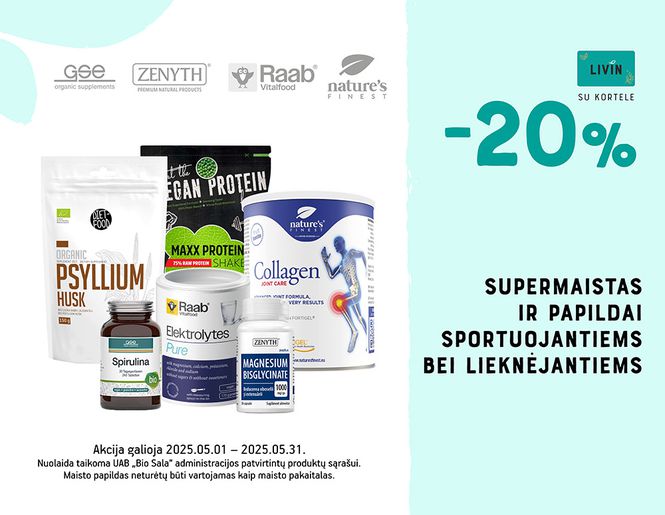 -20% maisto papildams SPORTUI ir LIEKNĖJIMUI | Akcija