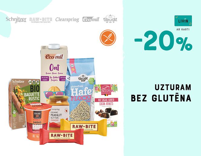 -20% ekoloģiskai pārtikai bez glutēna | Akcija