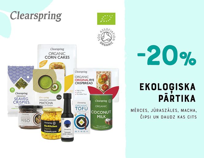 -20% ekoloģiskiem pārtikas produktiem „Clearspring“ | Akcija