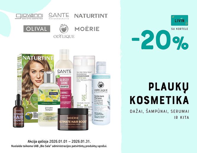 -20% plaukų priežiūros priemonėms | Akcija
