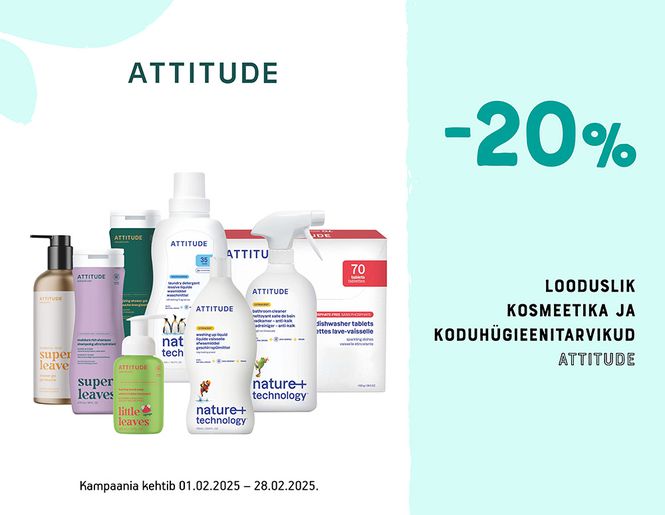 -20% Attitude kosmeetikatoodete ja koduhooldusvahendite puhul| Pakkumine