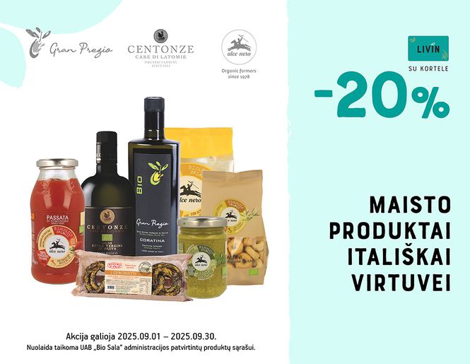 -20% ekologiškiems itališkiems produktams | Akcija