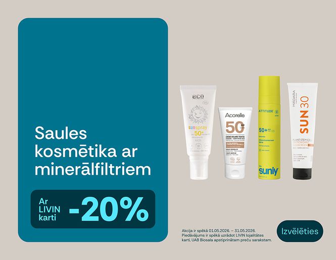 -20% sauļošanās kosmētikai sejai un ķermenim | Akcija