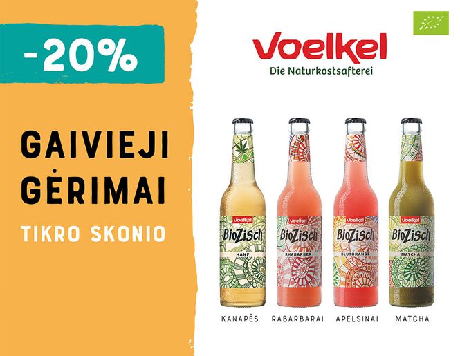 -20% ekologiškiems gaiviesiems gėrimams „Voelkel“ l Akcija