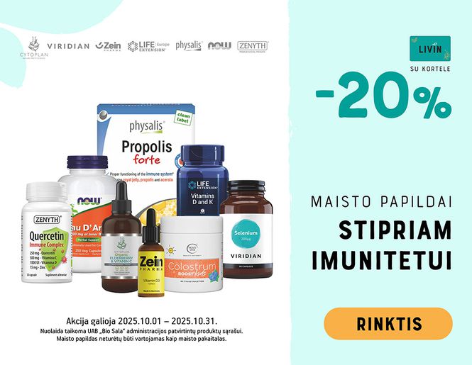 STIPRIAM IMUNITETUI: -20% maisto papildams imunitetui | Akcija