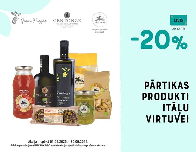 -20% ekoloģiskiem itāliskiem produktiem | Akcija