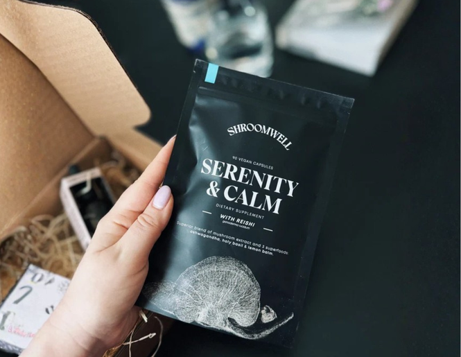 „Shroomwell“ adaptogeninių grybų ekstraktai ir kapsulės