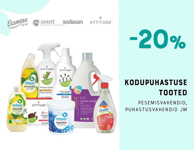 -20% allahindlus kodupuhastusvahenditele: pesuvahendid, puhastusvahendid, pesuvahendid | Kampaania