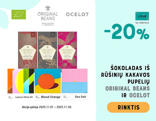 🍫-20% „Ocelot“ ir „Original beans“ šokoladams | Akcija